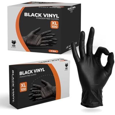 The Real Touch Disposable Gloves, 1000 Count, Latex-Free, Powder-Free, Food Grade, Comfortable Fit, Multi-Purpose Black Vinyl Gloves for Food Handling, Cleaning & Beauty (1000, XL) The Real Touch Disposable Gloves, 1000 Count, Latex-Free, Powder-Free, Food Grade, Comfortable Fit, Multi-Purpose Black Vinyl Gloves for Food Handling, Cleaning & Beauty (1000, XL)