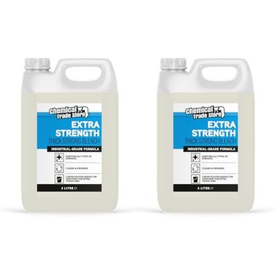 Chemical Trade Store – Thick Strong Bleach 2 x 5L – Strong, Heavy Duty Formula for Kitchens, Bathrooms, & Drains – Multi-Surface Disinfectant Chemical Trade Store – Thick Strong Bleach 2 x 5L – Strong, Heavy Duty Formula for Kitchens, Bathrooms, & Drains – Multi-Surface Disinfectant
