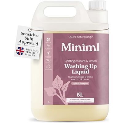 Miniml Eco Washing Up Liquid 5L Refill Wild Rhubarb & Lemon Scented Non Bio & Skin Sensitive Friendly Dish Wash Cleaner Plant Based Vegan & Cruelty Free Natural Cleaning Products (500 Washes) Miniml Eco Washing Up Liquid 5L Refill Wild Rhubarb & Lemon Scented Non Bio & Skin Sensitive Friendly Dish Wash Cleaner Plant Based Vegan & Cruelty Free Natural Cleaning Products (500 Washes)