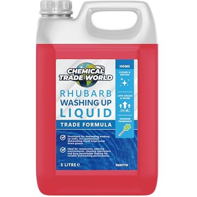 Chemical Trade World Washing Up Liquid (Rhubarb) Professional Dishwashing Detergent for Plates, Glassware & Kitchenware Trade Size 5L Chemical Trade World Washing Up Liquid (Rhubarb) Professional Dishwashing Detergent for Plates, Glassware & Kitchenware Trade Size 5L