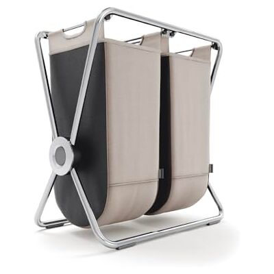 simplehuman X-Frame Hamper, Double Compartment Laundry Basket for Bedroom Bathroom, Heavy-Gauge Steel Frame, Stain & Odour Resistant Machine Washable Bags, Easy Carry Steel Handles, Chrome simplehuman X-Frame Hamper, Double Compartment Laundry Basket for Bedroom Bathroom, Heavy-Gauge Steel Frame, Stain & Odour Resistant Machine Washable Bags, Easy Carry Steel Handles, Chrome