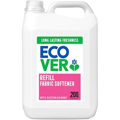 Ecover Concentrated Fabric Softener Refill, Fabric Conditioner to Soften Your Clothes, Fresh Apple Blossom & Almond Scent 1 x 200 Washes, 1 x 5L Ecover Concentrated Fabric Softener Refill, Fabric Conditioner to Soften Your Clothes, Fresh Apple Blossom & Almond Scent 1 x 200 Washes, 1 x 5L