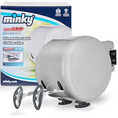Minky 30m Retractable Clothes Line, Extendable Washing Line, Double Line Minky 30m Retractable Clothes Line, Extendable Washing Line, Double Line