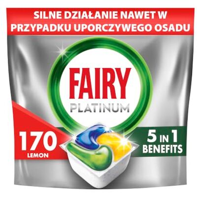 Fairy Platinum Dishwasher Tablets, Lemon, 170 Capsules Powerful Even With The Toughest Food Remains, Clean Dishes, Brilliant Dishwasher, Clean Grease-free Filter Fairy Platinum Dishwasher Tablets, Lemon, 170 Capsules Powerful Even With The Toughest Food Remains, Clean Dishes, Brilliant Dishwasher, Clean Grease-free Filter