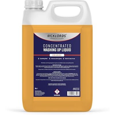 McKLords Commercial Concentrated Washing Up Liquid Orange 5 Litre McKLords Commercial Concentrated Washing Up Liquid Orange 5 Litre