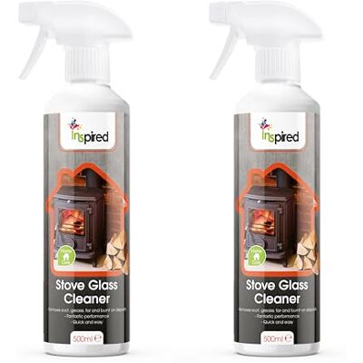 Inspired Stove Glass Cleaner, Dissolves Soot, Grease & Tar, Suitable for Fireplaces & Hearths, Removes Residue Effectively 2 x 500ml Inspired Stove Glass Cleaner, Dissolves Soot, Grease & Tar, Suitable for Fireplaces & Hearths, Removes Residue Effectively 2 x 500ml