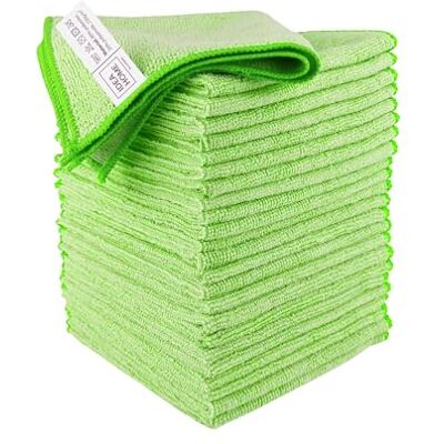 IDEA HOME Microfibre Cloths Set 24 Pack 230gsm Absorbent Cleaning Cloths 30 x 30 cm Green IDEA HOME Microfibre Cloths Set 24 Pack 230gsm Absorbent Cleaning Cloths 30 x 30 cm Green