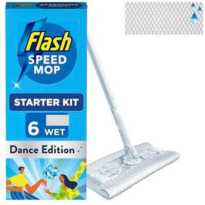 FLASH Speedmop Wet Mop Floor Cleaner Starter Kit For Cleaning Floors, Includes: 1 Mop, 6 Wet Refills Citrus Scented, Dance Edition, For A Fast & Easy Clean FLASH Speedmop Wet Mop Floor Cleaner Starter Kit For Cleaning Floors, Includes: 1 Mop, 6 Wet Refills Citrus Scented, Dance Edition, For A Fast & Easy Clean