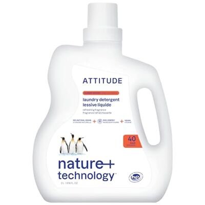 ATTITUDE Liquid Laundry Detergent, EWG Verified, HE Compatible, Plant-Based & Vegan, Natural Laundry Soap, Summer Berries Scent, 40 Loads, 2 Liters ATTITUDE Liquid Laundry Detergent, EWG Verified, HE Compatible, Plant-Based & Vegan, Natural Laundry Soap, Summer Berries Scent, 40 Loads, 2 Liters