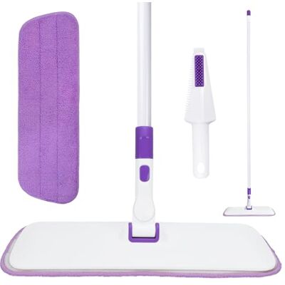 TreeLen Microfibre Mop for Hardwood Floor Cleaning, 150cm Long Stainless Steel Handle, Washable Flat Mop for Wet & Dry Use, Professional Floor Cleaner for Laminate, Tile and Parquet, 1 Mop Pad Include TreeLen Microfibre Mop for Hardwood Floor Cleaning, 150cm Long Stainless Steel Handle, Washable Flat Mop for Wet & Dry Use, Professional Floor Cleaner for Laminate, Tile and Parquet, 1 Mop Pad Include