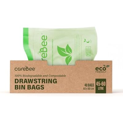 CareBee Drawstring Bin Bags –Heavy Duty Rubbish Bags with Easy-Tie Handles –Leakproof, Tear-Resistant & Odour-Control –Ideal for Home, Kitchen, Office & Outdoor Use (45-60L, 40 Pack) CareBee Drawstring Bin Bags –Heavy Duty Rubbish Bags with Easy-Tie Handles –Leakproof, Tear-Resistant & Odour-Control –Ideal for Home, Kitchen, Office & Outdoor Use (45-60L, 40 Pack)