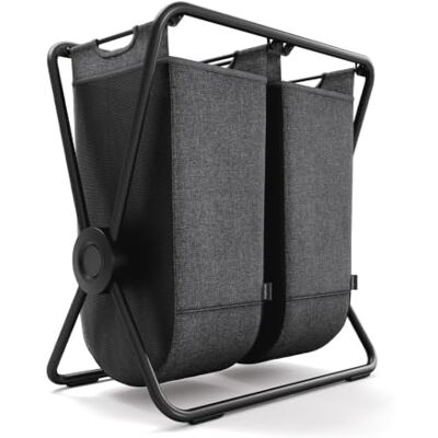 simplehuman X-Frame Hamper, Double Compartment Laundry Basket for Bedroom Bathroom, Heavy-Gauge Steel Frame, Stain & Odour Resistant Machine Washable Bags, Easy Carry Steel Handles, Matte Black simplehuman X-Frame Hamper, Double Compartment Laundry Basket for Bedroom Bathroom, Heavy-Gauge Steel Frame, Stain & Odour Resistant Machine Washable Bags, Easy Carry Steel Handles, Matte Black