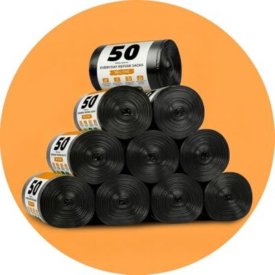 Roe Tenpo 500 Pack Bin Bags 70L, 30 Microns Bin Liners, Strong & Durable, Tear Resistant Refuse Sack, Black Bin Bags for Everyday Use, Household & Commercial Use Roe Tenpo 500 Pack Bin Bags 70L, 30 Microns Bin Liners, Strong & Durable, Tear Resistant Refuse Sack, Black Bin Bags for Everyday Use, Household & Commercial Use