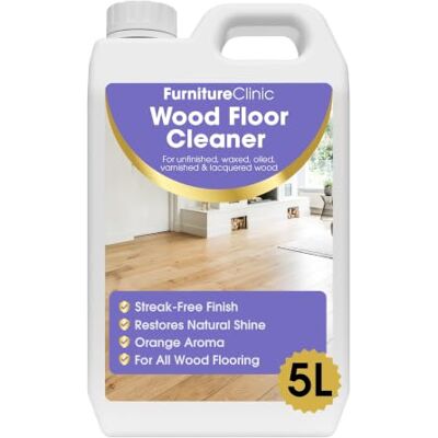 Furniture Clinic Wood Floor Cleaner Liquid 5L – Ready to Use Wooden Floor Cleaner For All Wood Floors, Use on Engineered, Solid, Parquet & Oiled Wood Flooring – Quick Drying & Residue Free Finish Orange Aroma Furniture Clinic Wood Floor Cleaner Liquid 5L – Ready to Use Wooden Floor Cleaner For All Wood Floors, Use on Engineered, Solid, Parquet & Oiled Wood Flooring – Quick Drying & Residue Free Finish Orange Aroma