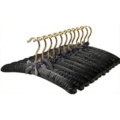FLORIDA BRANDS Padded Clothing Fabric Hangers for Women Clothing Black, Set of 12 Premium Coat Hangers for Closet, Bride Hanger for Wedding Dress, Sweater Hangers FLORIDA BRANDS Padded Clothing Fabric Hangers for Women Clothing Black, Set of 12 Premium Coat Hangers for Closet, Bride Hanger for Wedding Dress, Sweater Hangers