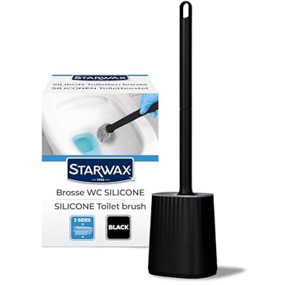 STARWAX Double-Sided Silicone Toilet Brush Easy Cleaning Even In Hard-To-Reach Areas Quick To Dry and No Odour Robust Black STARWAX Double-Sided Silicone Toilet Brush Easy Cleaning Even In Hard-To-Reach Areas Quick To Dry and No Odour Robust Black