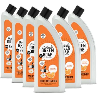 Marcel's Green Soap Toilet Cleaner Orange & Jasmine Vegan 100% recycled plastic bottle 6 Pack Marcel's Green Soap Toilet Cleaner Orange & Jasmine Vegan 100% recycled plastic bottle 6 Pack