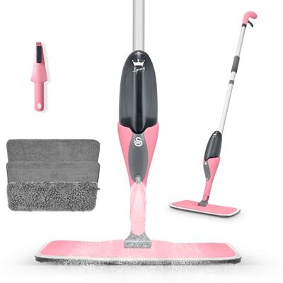 Swan x Lynsey TV's Queen of Clean Spray Mop, Wet Mopping, Dry Dusting & Soft Abrasive Pad, Cleaning Tool and 500ml Anti-Leak Bottle, 180° Pivoting Neck for Floor Cleaning, Pink, SWFC1000QOCN Swan x Lynsey TV's Queen of Clean Spray Mop, Wet Mopping, Dry Dusting & Soft Abrasive Pad, Cleaning Tool and 500ml Anti-Leak Bottle, 180° Pivoting Neck for Floor Cleaning, Pink, SWFC1000QOCN
