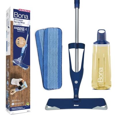 Bona Premium Spray Mop Kit for Oiled Wood Floors, Incl. 1x Oiled Wood Floor Cleaner Liquid Cartridge 850ml and 2x Microfibre Pad, Blue Bona Premium Spray Mop Kit for Oiled Wood Floors, Incl. 1x Oiled Wood Floor Cleaner Liquid Cartridge 850ml and 2x Microfibre Pad, Blue