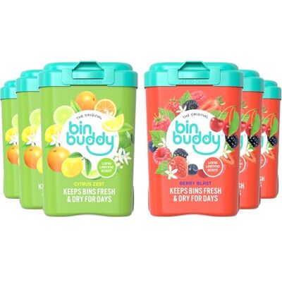 Bin Buddy Mixed Fresh Citrus & Berry, 450g, Pack of 6 Bin Freshener Deodoriser Powder Leaves Your Bin Smelling Great Suitable for Indoor and Outdoor Bins Bin Buddy Mixed Fresh Citrus & Berry, 450g, Pack of 6 Bin Freshener Deodoriser Powder Leaves Your Bin Smelling Great Suitable for Indoor and Outdoor Bins