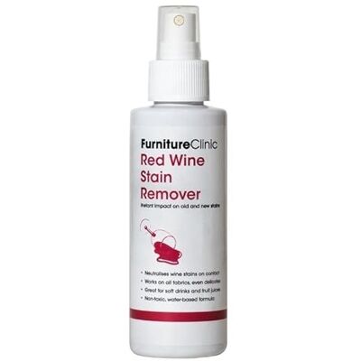 Furniture Clinic Red Wine Stain Remover Spray Clean a Sofa, Clothes, Carpet & Other Fabric Upholstery Easy Cleaner to Remove Wine & Fruit Juice Staining For Fresh & Dried in Stains 125ml Furniture Clinic Red Wine Stain Remover Spray Clean a Sofa, Clothes, Carpet & Other Fabric Upholstery Easy Cleaner to Remove Wine & Fruit Juice Staining For Fresh & Dried in Stains 125ml