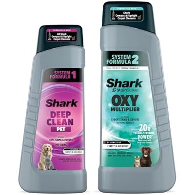 Shark 4970YY200UK StainStriker Formula Bundle 946ml Oxy Multiplier Refill and 473ml Deep Clean Pet Carpet Extractor Solution, 1.42 liters, Black Shark 4970YY200UK StainStriker Formula Bundle 946ml Oxy Multiplier Refill and 473ml Deep Clean Pet Carpet Extractor Solution, 1.42 liters, Black