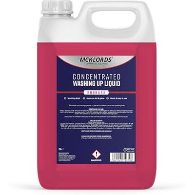 McKLords Commercial Rhubarb Washing Up Liquid High Strength Dishwashing Liquid for Commercial Kitchens & Catering Use Long-Lasting Foam Cuts Through Grease 5L McKLords Commercial Rhubarb Washing Up Liquid High Strength Dishwashing Liquid for Commercial Kitchens & Catering Use Long-Lasting Foam Cuts Through Grease 5L