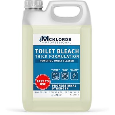 McKLords Professional Toilet Bleach Thick Clinging Antibacterial Toilet Cleaning Liquid for Urine Stains & Washroom Hygiene 5L McKLords Professional Toilet Bleach Thick Clinging Antibacterial Toilet Cleaning Liquid for Urine Stains & Washroom Hygiene 5L