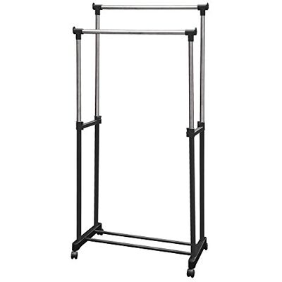 Home Vida Double Garment Rack Adjustable Clothes Rail, Silver Home Vida Double Garment Rack Adjustable Clothes Rail, Silver