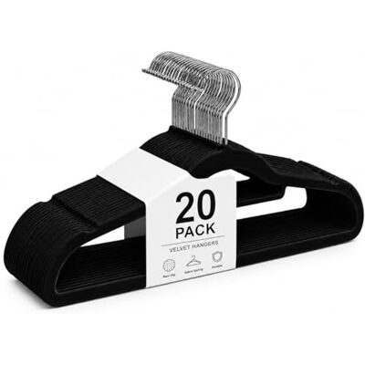 1ABOVE Premium Quality 20 pack Non-Slip Velvet Hangers (44cm) Heavy Duty Velvet Suit Hangers with Tie Bar, 360° Swivel Hooks – Space saving, sturdy to hold Jacket, Jumper & Pullover(Set of 20-BLACK) 1ABOVE Premium Quality 20 pack Non-Slip Velvet Hangers (44cm) Heavy Duty Velvet Suit Hangers with Tie Bar, 360° Swivel Hooks – Space saving, sturdy to hold Jacket, Jumper & Pullover(Set of 20-BLACK)