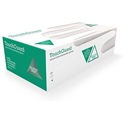 TOUCHGUARD Disposable Gloves Natural Latex Powder Free Multi-Purpose Food Grade Extra Strong Box of 100 Size L TOUCHGUARD Disposable Gloves Natural Latex Powder Free Multi-Purpose Food Grade Extra Strong Box of 100 Size L