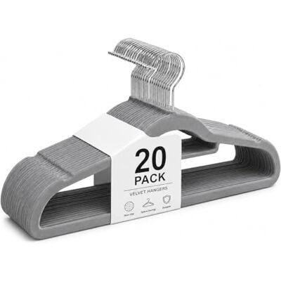 1ABOVE Premium Quality 20 pack Non-Slip Velvet Hangers (44cm) Heavy Duty Velvet Suit Hangers with Tie Bar, 360° Swivel Hooks – Space saving, sturdy to hold Jacket, Jumper & Pullover(Set of 20-GREY) 1ABOVE Premium Quality 20 pack Non-Slip Velvet Hangers (44cm) Heavy Duty Velvet Suit Hangers with Tie Bar, 360° Swivel Hooks – Space saving, sturdy to hold Jacket, Jumper & Pullover(Set of 20-GREY)