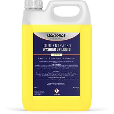 McKLords Concentrated Washing Up Liquid Lemon, Yellow, 5 Litre McKLords Concentrated Washing Up Liquid Lemon, Yellow, 5 Litre