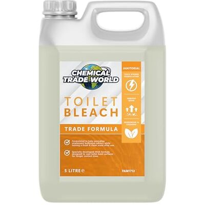 Chemical Trade World Toilet Bleach Thick Toilet Cleaning Bleach for Stains & Odours Heavy Duty Bathroom Cleaner 5L Chemical Trade World Toilet Bleach Thick Toilet Cleaning Bleach for Stains & Odours Heavy Duty Bathroom Cleaner 5L