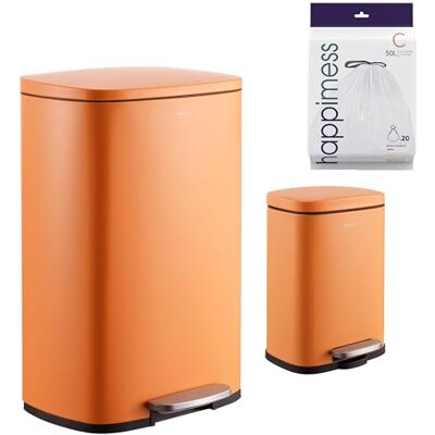 happimess HPM1006K Connor Rectangular 13.2-Gallon Trash Can with Soft-Close Lid and Free Mini Trash Can, Carrot Cake, Fingerprint Resistant, Modern, Minimalistic for Home, Kitchen, Bedroom, Bathroom happimess HPM1006K Connor Rectangular 13.2-Gallon Trash Can with Soft-Close Lid and Free Mini Trash Can, Carrot Cake, Fingerprint Resistant, Modern, Minimalistic for Home, Kitchen, Bedroom, Bathroom