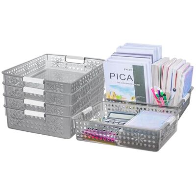 Cetomo Plastic Storage Box, Storage Baskets with Handle, Shelf Basket Organizer with Hole, Open Top Storage Bin for Home Kitchen Office, Clear Black, 6 Pack (34.5 x 24.5 x 8.5 cm) Cetomo Plastic Storage Box, Storage Baskets with Handle, Shelf Basket Organizer with Hole, Open Top Storage Bin for Home Kitchen Office, Clear Black, 6 Pack (34.5 x 24.5 x 8.5 cm)
