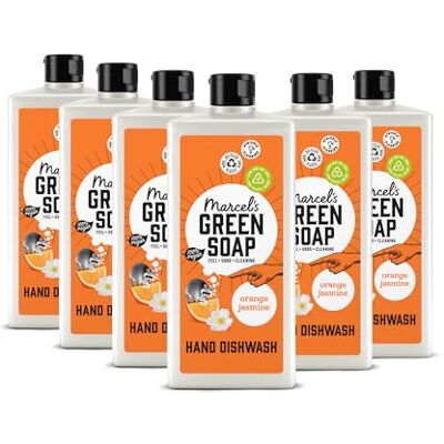 Marcel's Green Soap Dishwash Orange & Jasmine Dishwashing Liquid 100% Eco friendly 100% Vegan 97% Biodegradable 500 ML 6 Pack Marcel's Green Soap Dishwash Orange & Jasmine Dishwashing Liquid 100% Eco friendly 100% Vegan 97% Biodegradable 500 ML 6 Pack