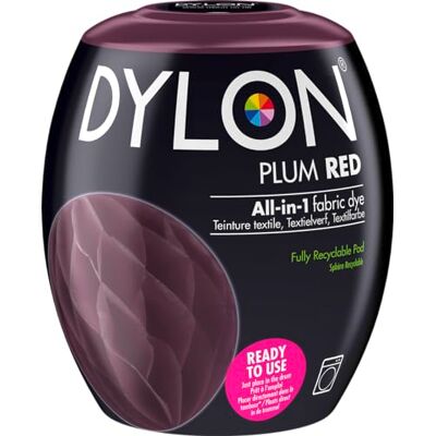 Dylon Washing Machine Fabric Dye Pod for Clothes & Soft Furnishings, 350g – Plum Red Dylon Washing Machine Fabric Dye Pod for Clothes & Soft Furnishings, 350g – Plum Red