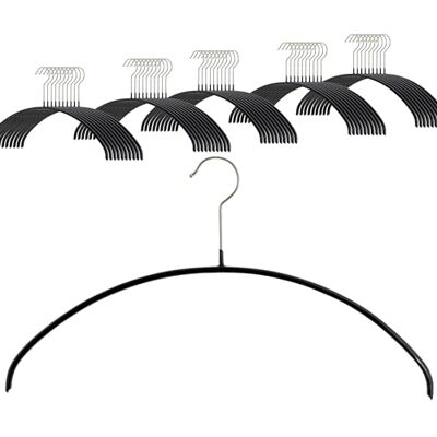 MAWA Set of 50 Space Saving Non-Slip Clothes Hangers Ideal for T-Shirts and Sweaters with 360° Rotating Hook and Non-Slip Coating, 40 cm, Black MAWA Set of 50 Space Saving Non-Slip Clothes Hangers Ideal for T-Shirts and Sweaters with 360° Rotating Hook and Non-Slip Coating, 40 cm, Black