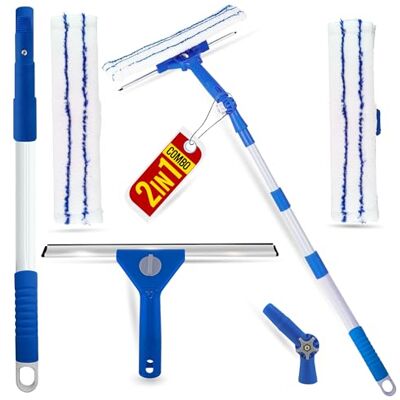G4GADGET All-Purpose Window Cleaning Kit – 2-in-1 Telescopic Window Cleaner Set with 85–150cm Extendable Handle, 30cm Rubber Squeegee & Microfiber Scrubber Pads for Glass, Mirrors & Outdoor Use G4GADGET All-Purpose Window Cleaning Kit – 2-in-1 Telescopic Window Cleaner Set with 85–150cm Extendable Handle, 30cm Rubber Squeegee & Microfiber Scrubber Pads for Glass, Mirrors & Outdoor Use