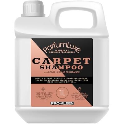 Pro-Kleen Parfum Luxe Carpet Shampoo 1L Deeply Cleans, Removes Stains, Deodorises Inspired by Designer Fragrance Leaves a Long-Lasting Floral, Amber & Neroli Aroma Fragrance Pro-Kleen Parfum Luxe Carpet Shampoo 1L Deeply Cleans, Removes Stains, Deodorises Inspired by Designer Fragrance Leaves a Long-Lasting Floral, Amber & Neroli Aroma Fragrance