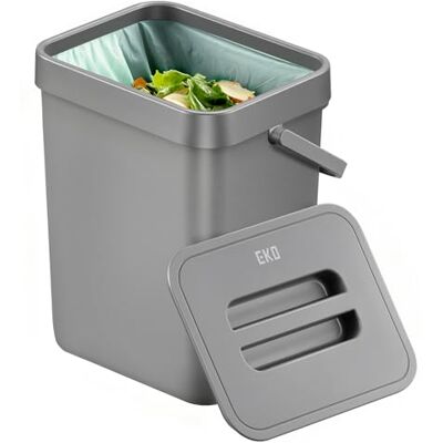 EKO Puro Hanging Caddy, Wall Mountable or Hanging Bin for Compostable Waste, Perfect for Kitchen & Home, 3 Litre EKO Puro Hanging Caddy, Wall Mountable or Hanging Bin for Compostable Waste, Perfect for Kitchen & Home, 3 Litre