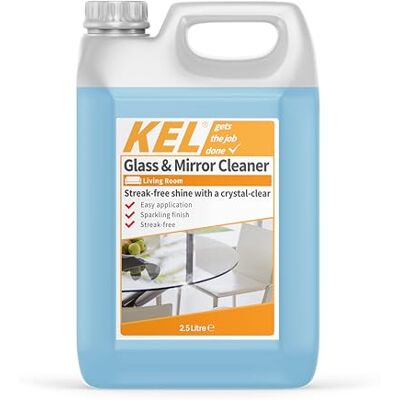 KEL Glass and Mirror Cleaner Refill: Streak-Free Formula for Windows, Mirrors & Surfaces Ammonia-Free, Quick-Drying Liquid 2.5L Bulk KEL Glass and Mirror Cleaner Refill: Streak-Free Formula for Windows, Mirrors & Surfaces Ammonia-Free, Quick-Drying Liquid 2.5L Bulk