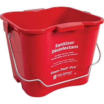 San Jamar Red 6 Quart Metal Bucket with Removable Wire Handle San Jamar Red 6 Quart Metal Bucket with Removable Wire Handle