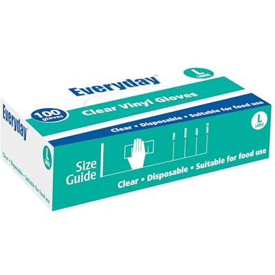 Everyday My Care Everyday Clear Vinyl Gloves, Powder Free, Large, 100 Gloves Everyday My Care Everyday Clear Vinyl Gloves, Powder Free, Large, 100 Gloves