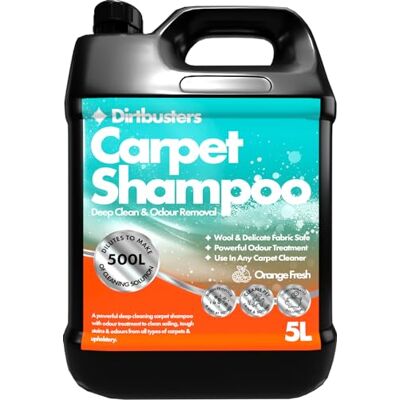 Dirtbusters Clean & Deodorise Carpet Cleaner Shampoo, Orange Fresh (5L) Dirtbusters Clean & Deodorise Carpet Cleaner Shampoo, Orange Fresh (5L)