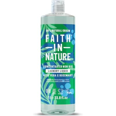 FAITH IN NATURE Natural, Super Concentrated, Laundry Liquid with Aloe Vera and Rosemary Oil, Vegan and Cruelty Free, No SLS, Parabens or Phosphates, 1L Bottle FAITH IN NATURE Natural, Super Concentrated, Laundry Liquid with Aloe Vera and Rosemary Oil, Vegan and Cruelty Free, No SLS, Parabens or Phosphates, 1L Bottle