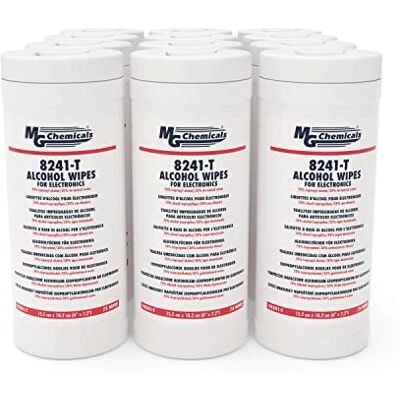 MG Chemicals 8241-T 70/30 IPA Multi-Use, food safe Cleaning, Presaturated Wipes for Surfaces, alcohol wipes (Pack of 12 Tubs) MG Chemicals 8241-T 70/30 IPA Multi-Use, food safe Cleaning, Presaturated Wipes for Surfaces, alcohol wipes (Pack of 12 Tubs)