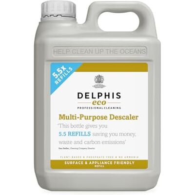 DELPHISECO Delphis Eco Multi Purpose Descaler 2 Litre Refill Eco Friendly Descaler for Kettles, Coffee Machines, Showerheads, Dishwashers, Irons and more DELPHISECO Delphis Eco Multi Purpose Descaler 2 Litre Refill Eco Friendly Descaler for Kettles, Coffee Machines, Showerheads, Dishwashers, Irons and more