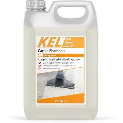 KEL Carpet Shampoo Deep Clean Carpet, Fabric & Upholstery Detergent Stain & Odour Remover 2.5 Litre KEL Carpet Shampoo Deep Clean Carpet, Fabric & Upholstery Detergent Stain & Odour Remover 2.5 Litre